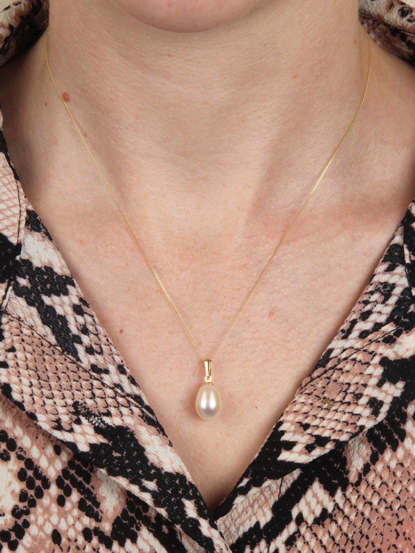 9ct gold pearl on sale necklace