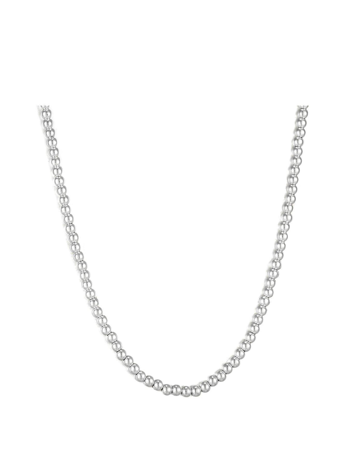 The Love Collection Sterling Silver Beaded Adjustable Chain Necklace