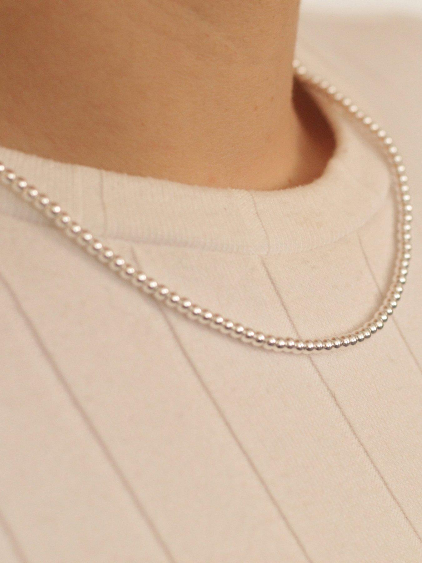 Image 2 of 5 of The Love Collection Sterling Silver Beaded Adjustable Chain Necklace