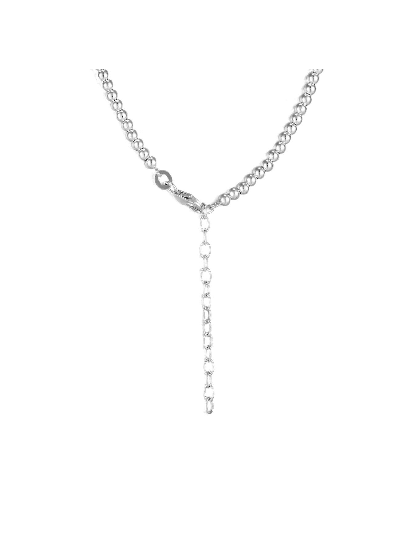 Image 3 of 5 of The Love Collection Sterling Silver Beaded Adjustable Chain Necklace