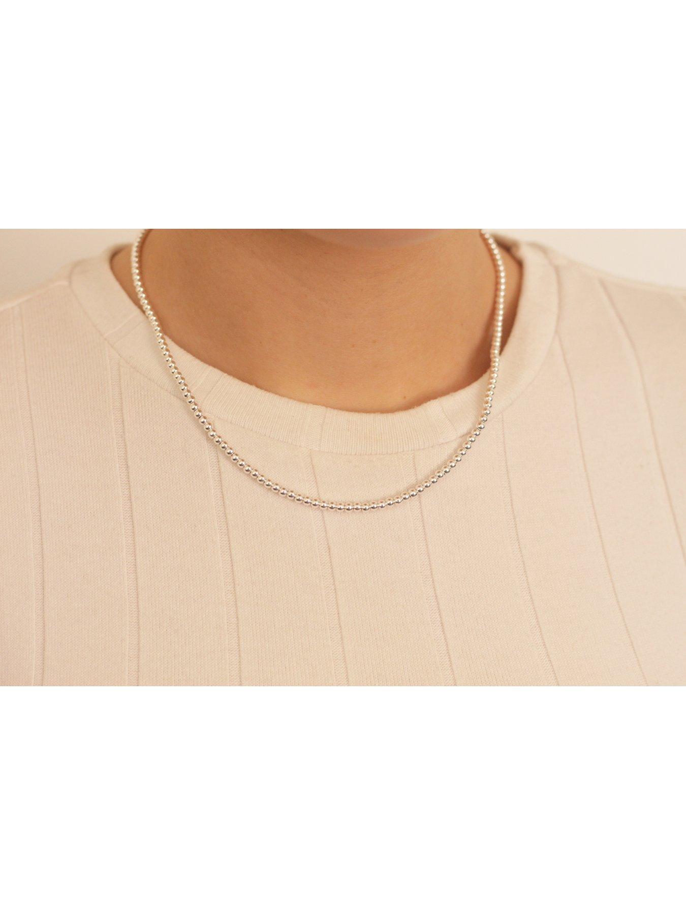 Image 4 of 5 of The Love Collection Sterling Silver Beaded Adjustable Chain Necklace
