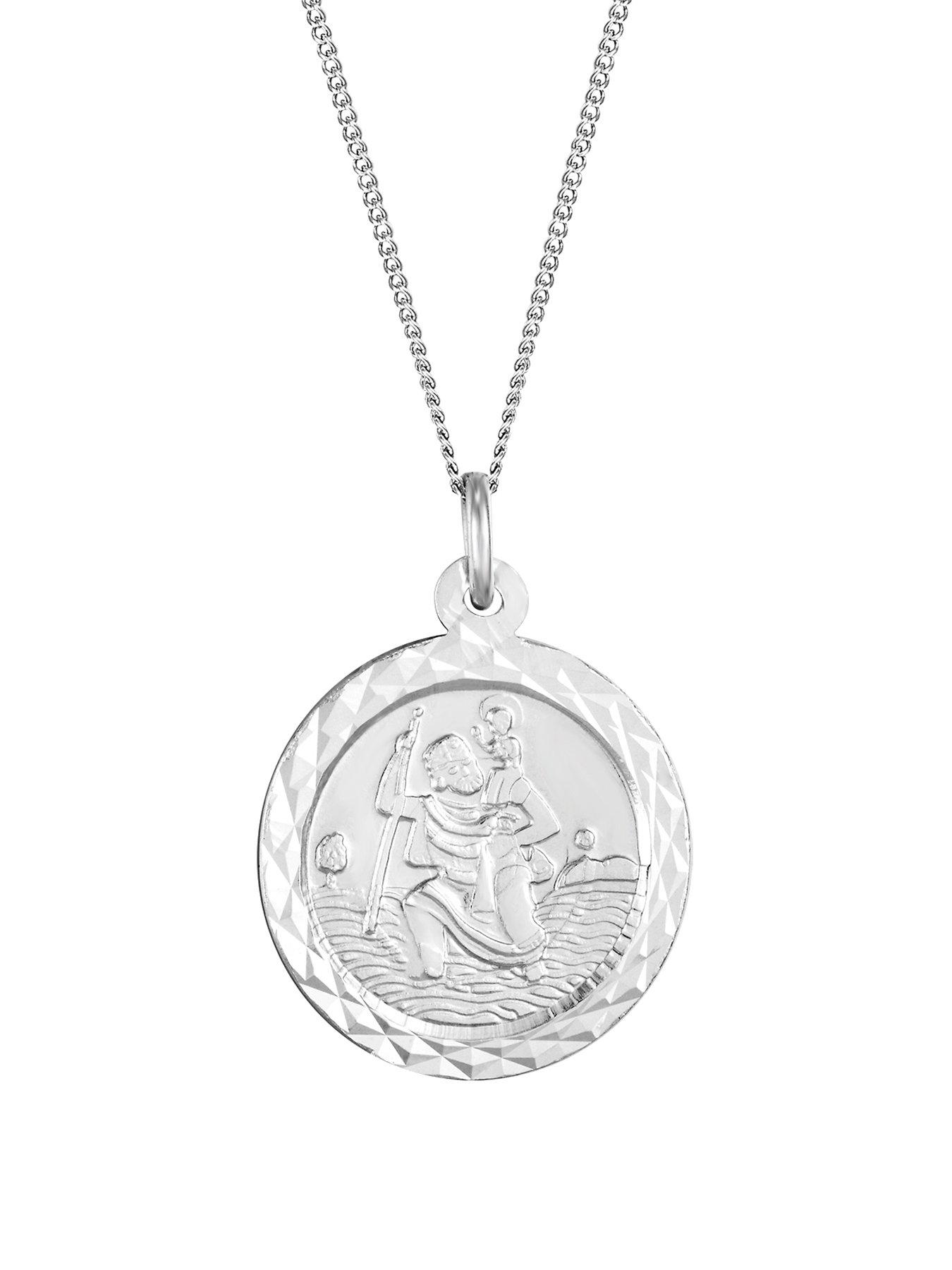 St christopher white hot sale gold pendant