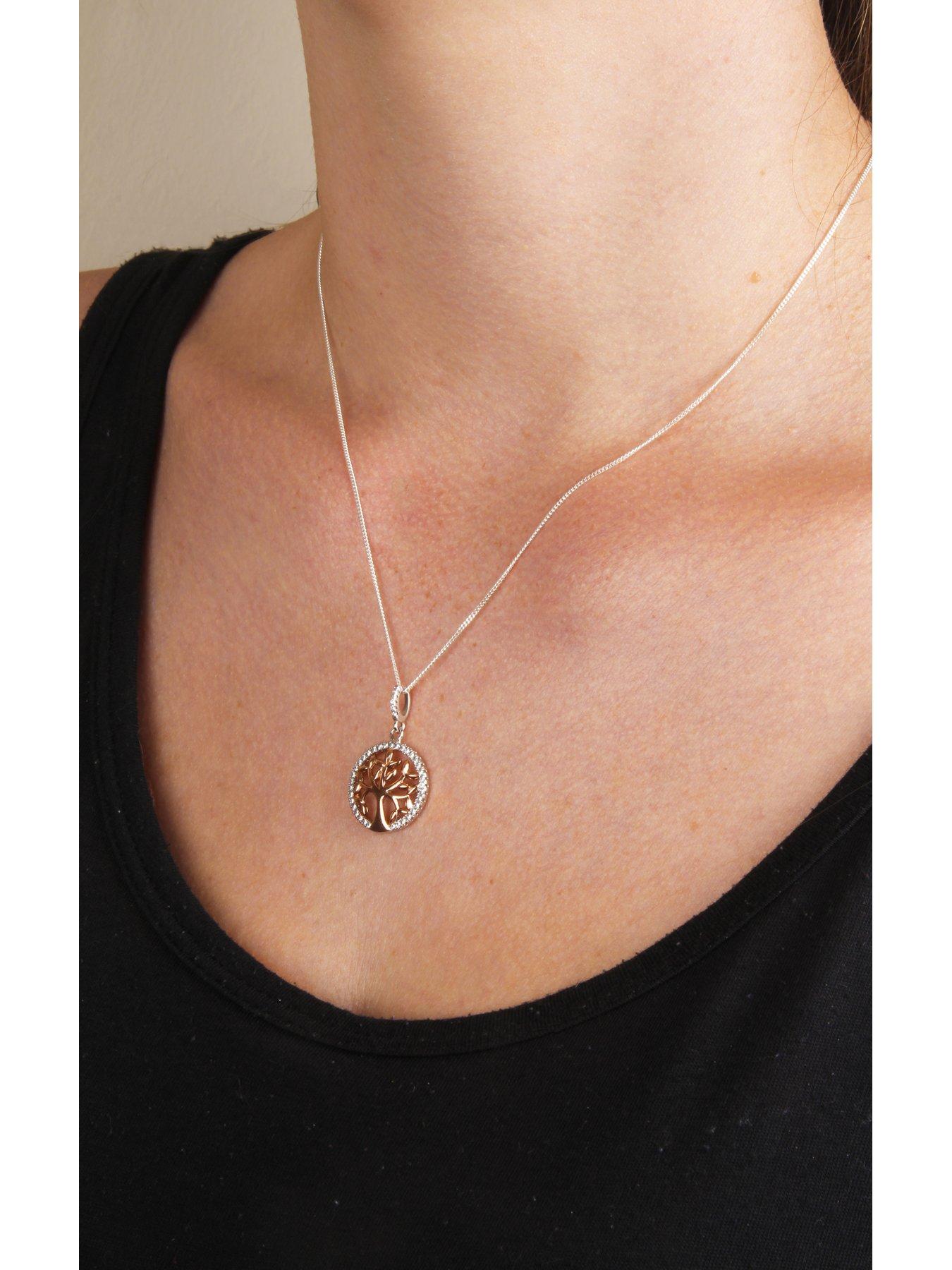 Veshon Tree Of Life Necklace - 925 Sterling Silver With Cubic Zirconia & Heart Birthstone Pendant - View #8