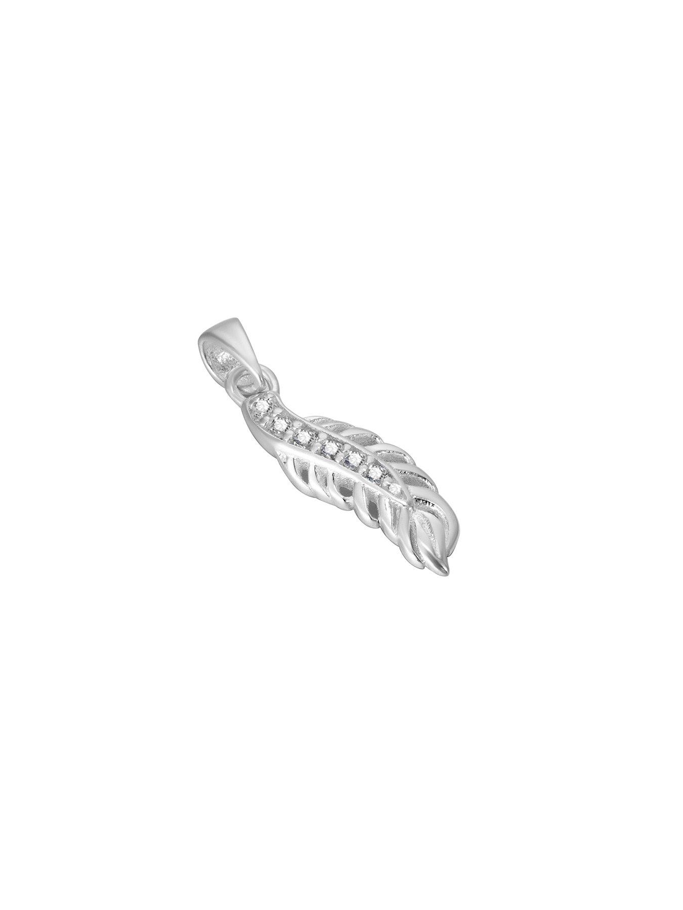 Image 3 of 5 of The Love Collection Sterling Silver Feather Cubic Zirconia Necklace