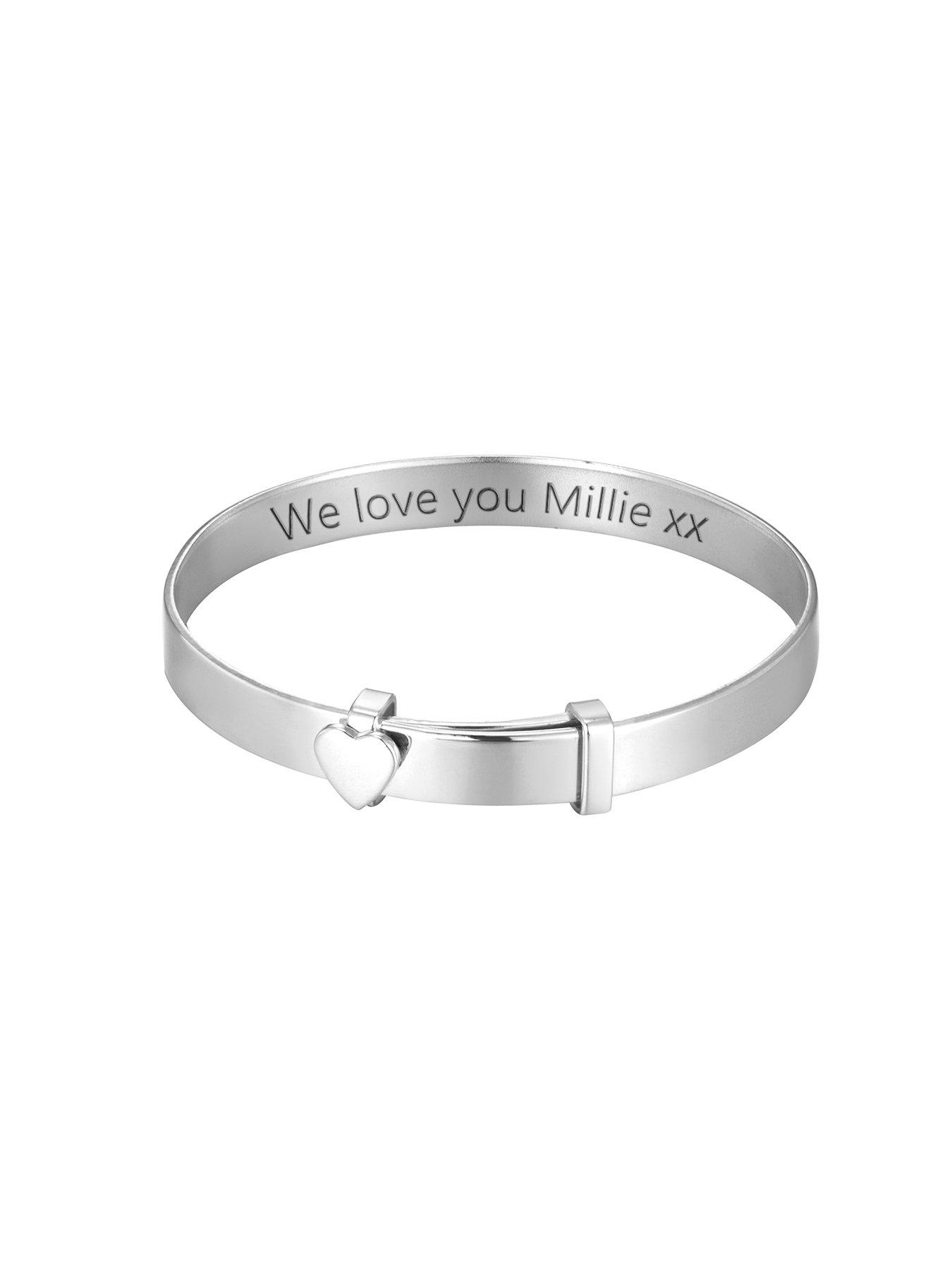 Image 3 of 5 of The Love Collection Sterling Silver Children's Heart Christening Expander Bangle