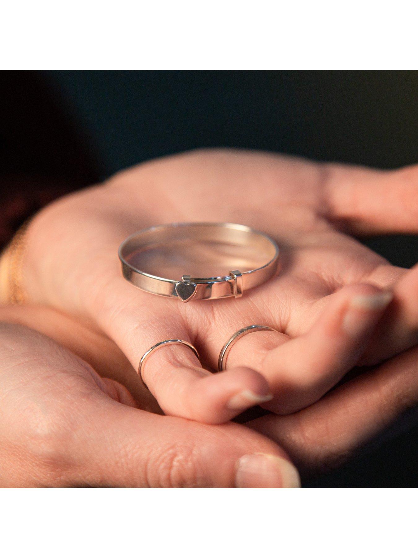 Image 4 of 5 of The Love Collection Sterling Silver Children's Heart Christening Expander Bangle