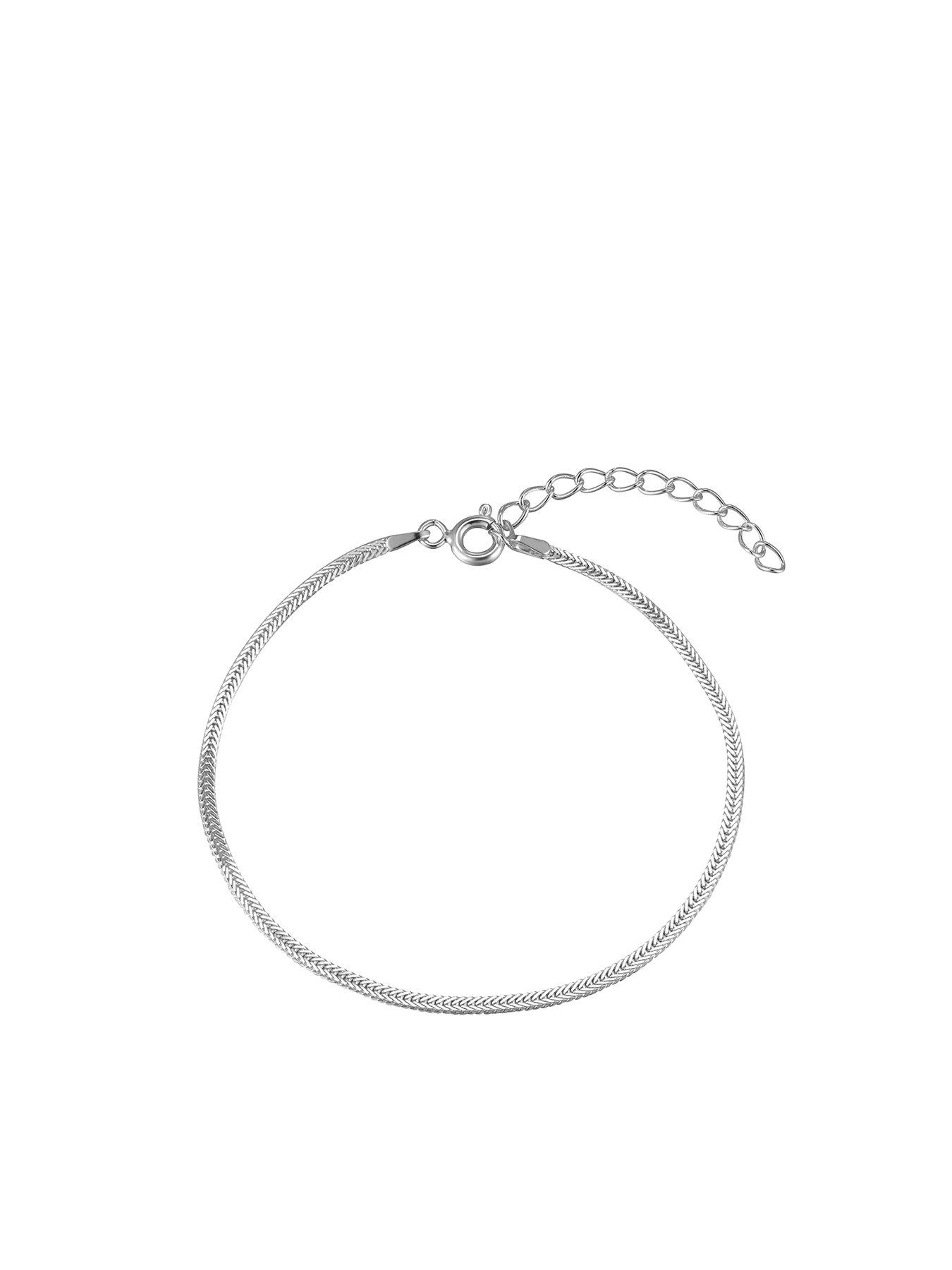 Product photograph of The Love Silver Collection Sterling Silver Foxtail Chain Adjustable Bracelet from very.co.uk