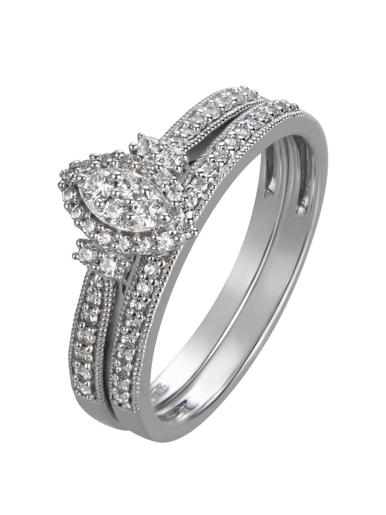 Product photograph of Love Diamond 9ct White Gold 0 33ct Diamond Bridal Set from very.co.uk
