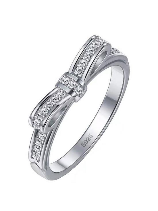 front image of the-love-silver-collection-sterling-silver-cubic-zirconia-bow-design-ring