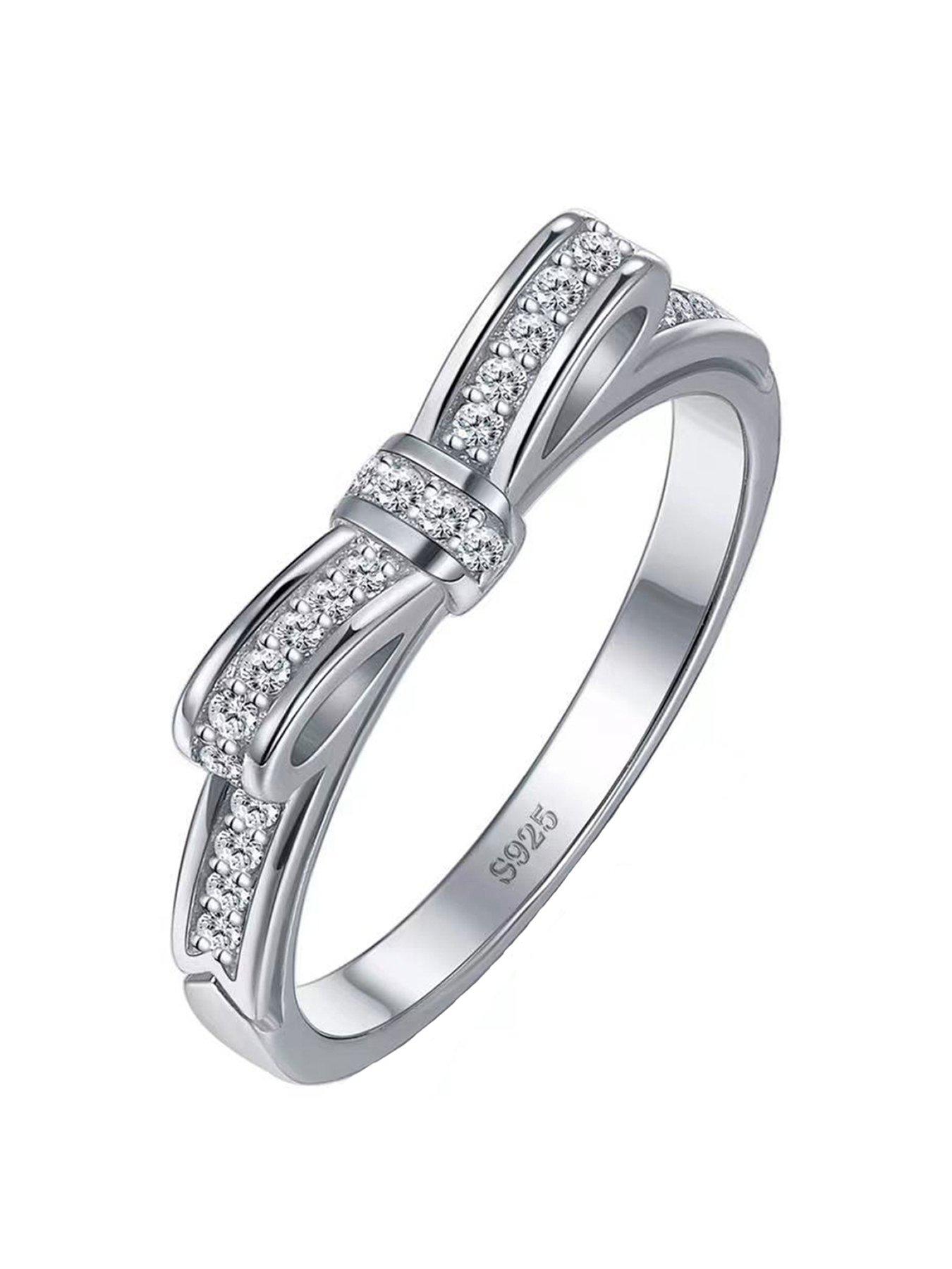 The Love Collection Sterling Silver Cubic Zirconia Bow Design
