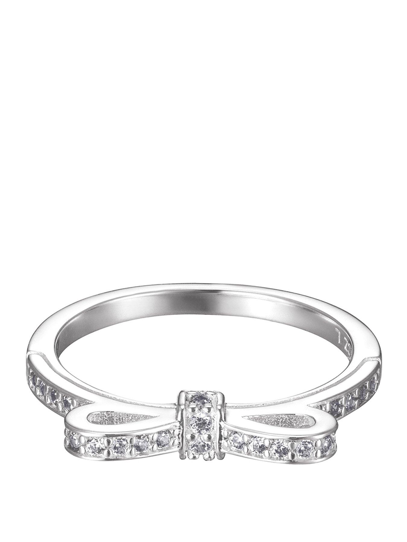 The Love Collection Sterling Silver & Cubic Zirconia Bow Design Ring