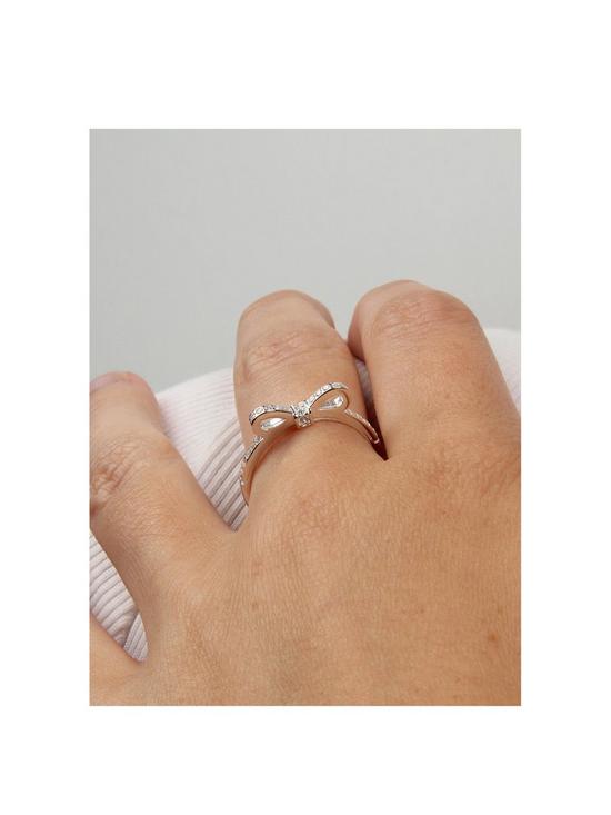 stillFront image of the-love-silver-collection-sterling-silver-cubic-zirconia-bow-design-ring