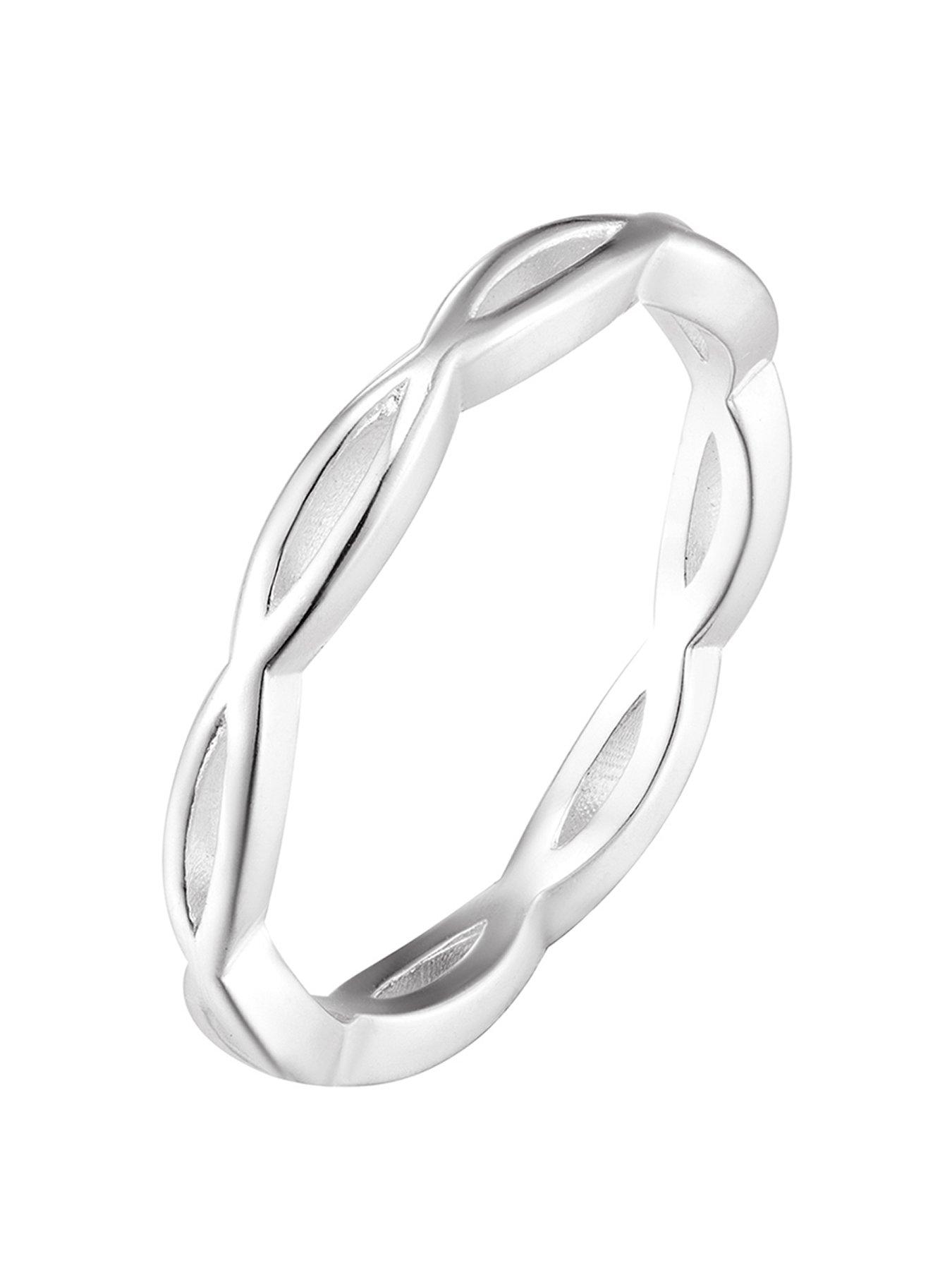 Product photograph of The Love Silver Collection Sterling Silver Textured Twist Dress Ring from very.co.uk