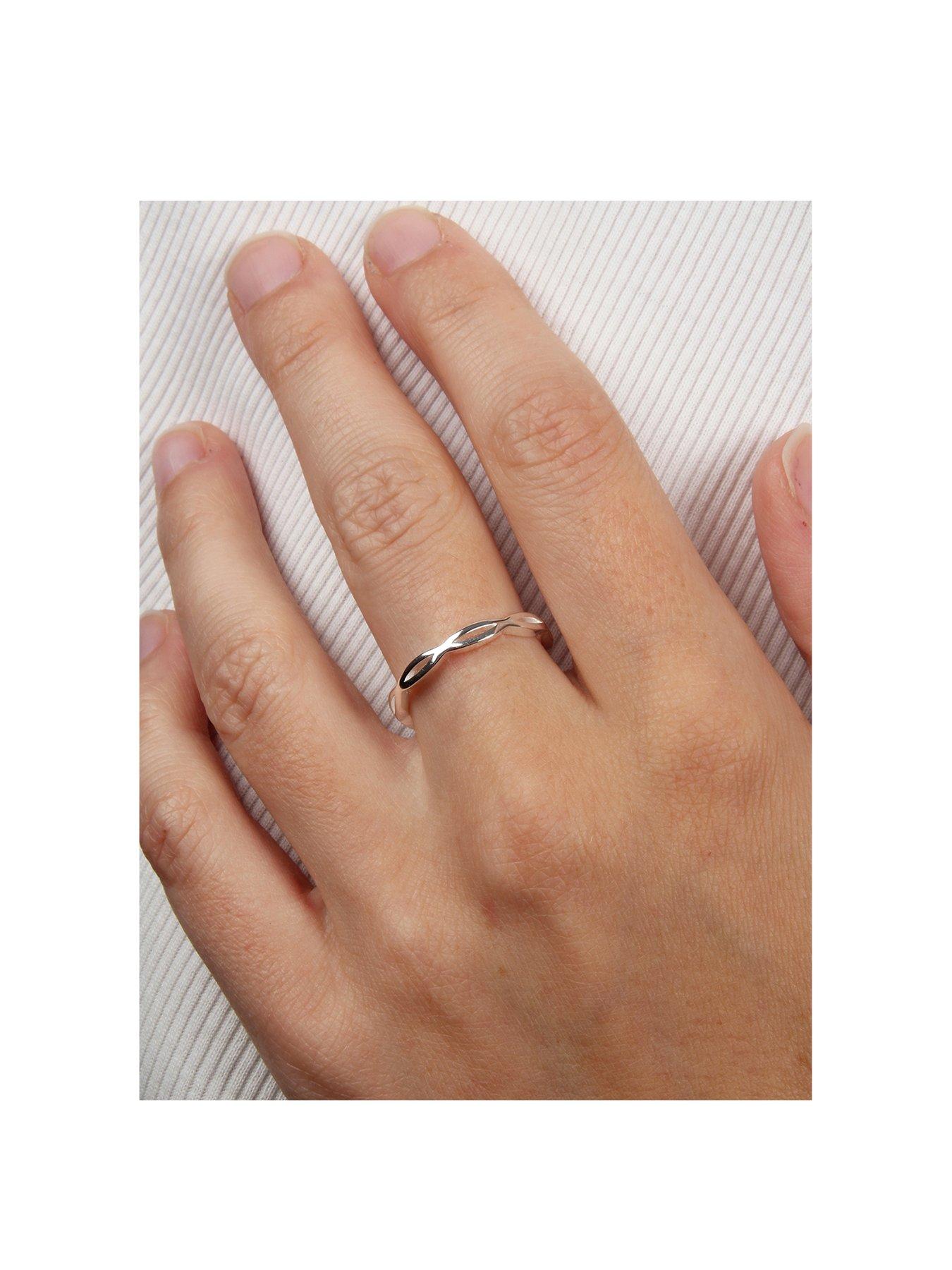Image 2 of 6 of The Love Collection Sterling Silver Textured Twist Dress Ring