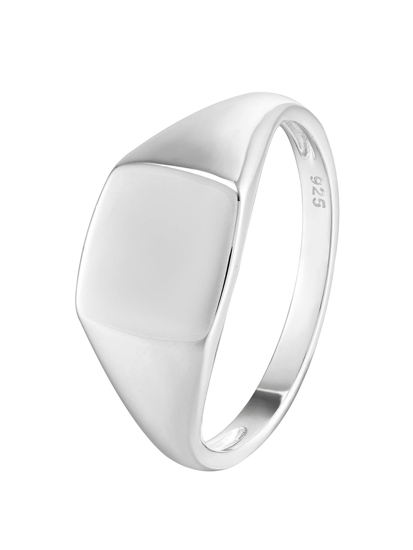 Product photograph of The Love Silver Collection Gent S Sterling Silver Oval Signet Ring from very.co.uk