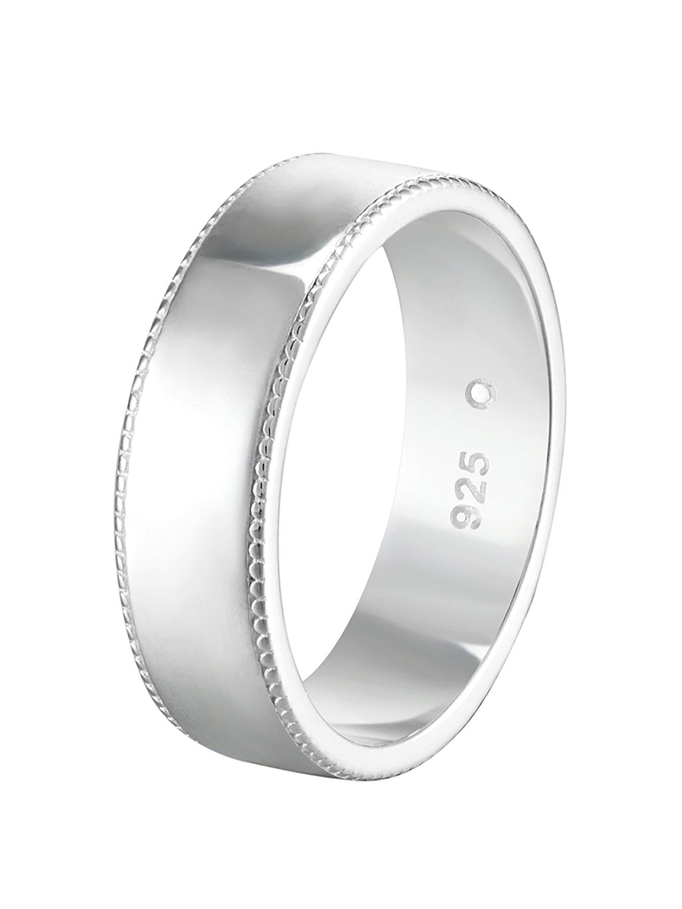 undefined Sterling Silver Milgrain Edge 6mm Court Wedding Band Ring
