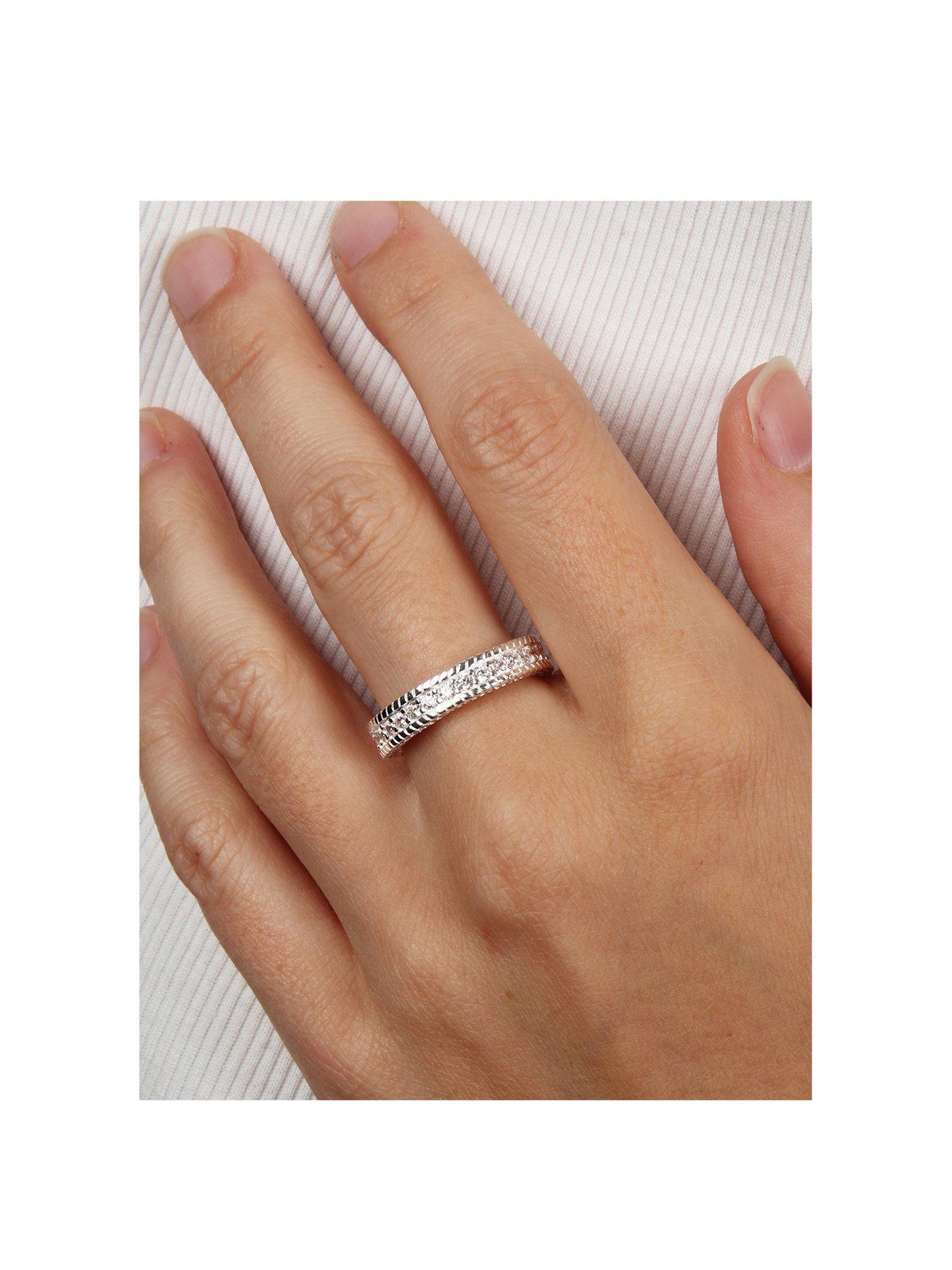 Product photograph of The Love Silver Collection Sterling Silver Cubic Zirconia Eternity Ring from very.co.uk