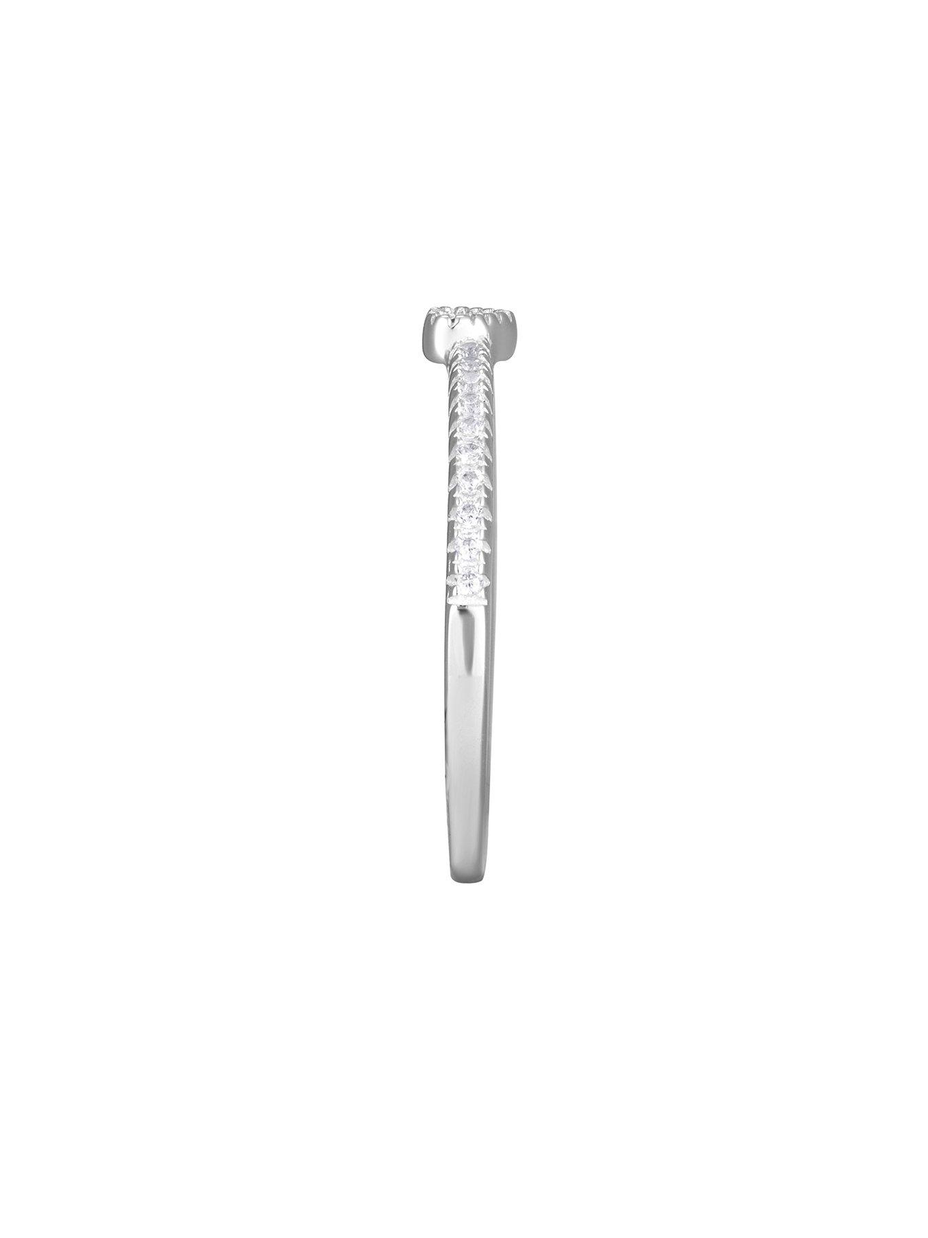 Image 3 of 7 of The Love Collection Sterling Silver & Cubic Zirconia Heart Double Band Ring
