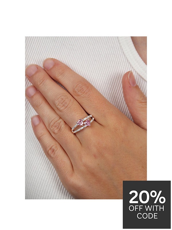 The Love Silver Collection Sterling Silver & Pink Heart Cubic