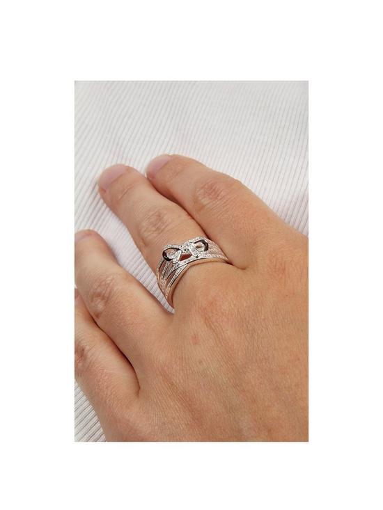 stillFront image of the-love-silver-collection-sterling-silver-multi-row-cubic-zirconia-bow-ring