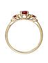  image of love-gem-9ct-yellow-gold-46mm-treated-ruby-and-diamond-ring