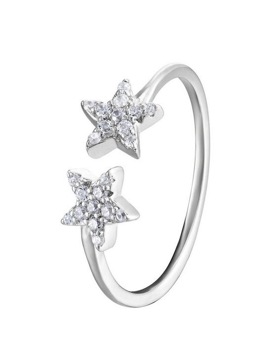 front image of the-love-silver-collection-sterling-silver-double-star-cubic-zirconia-ring