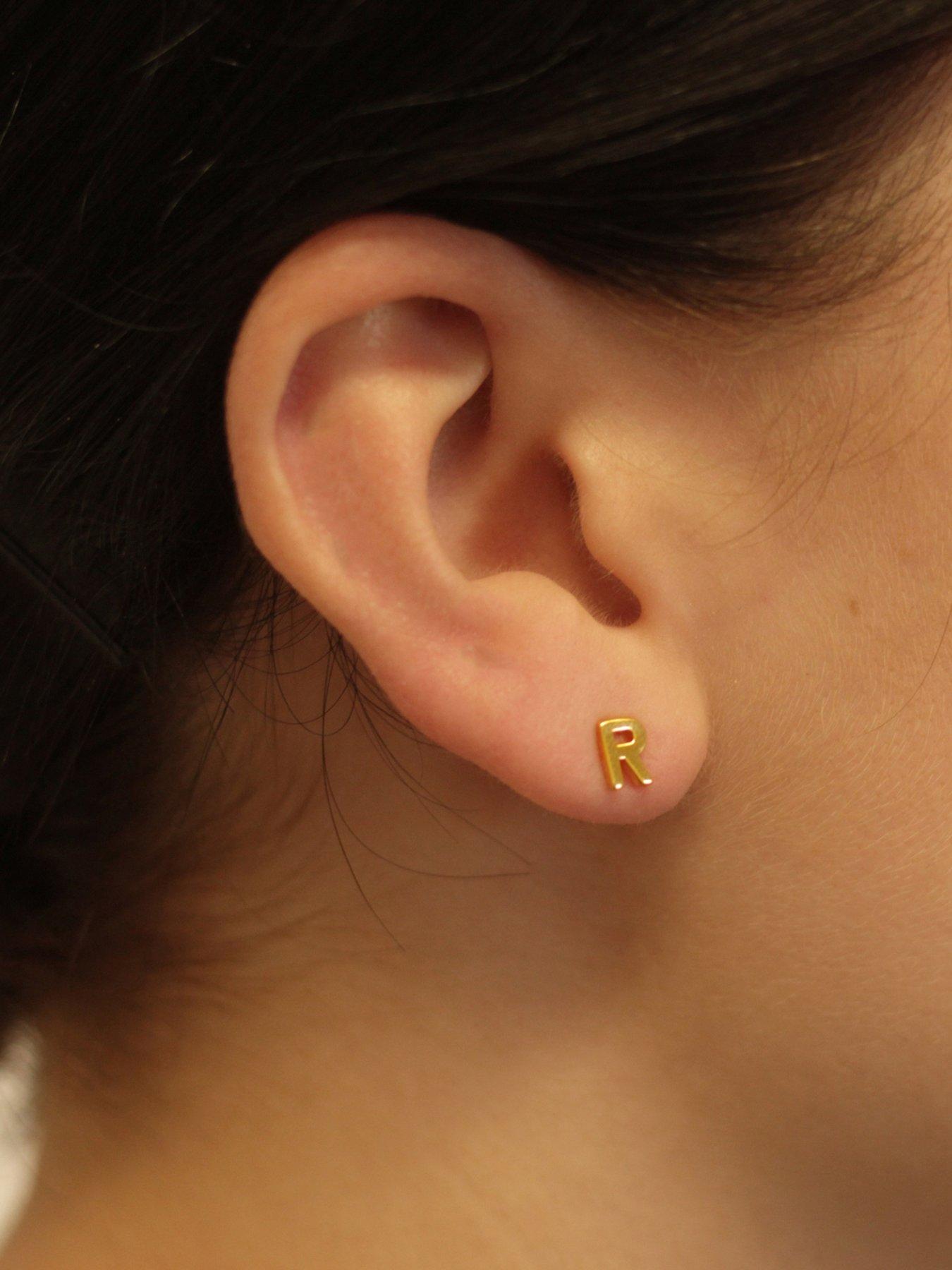 Solid gold sales initial earrings