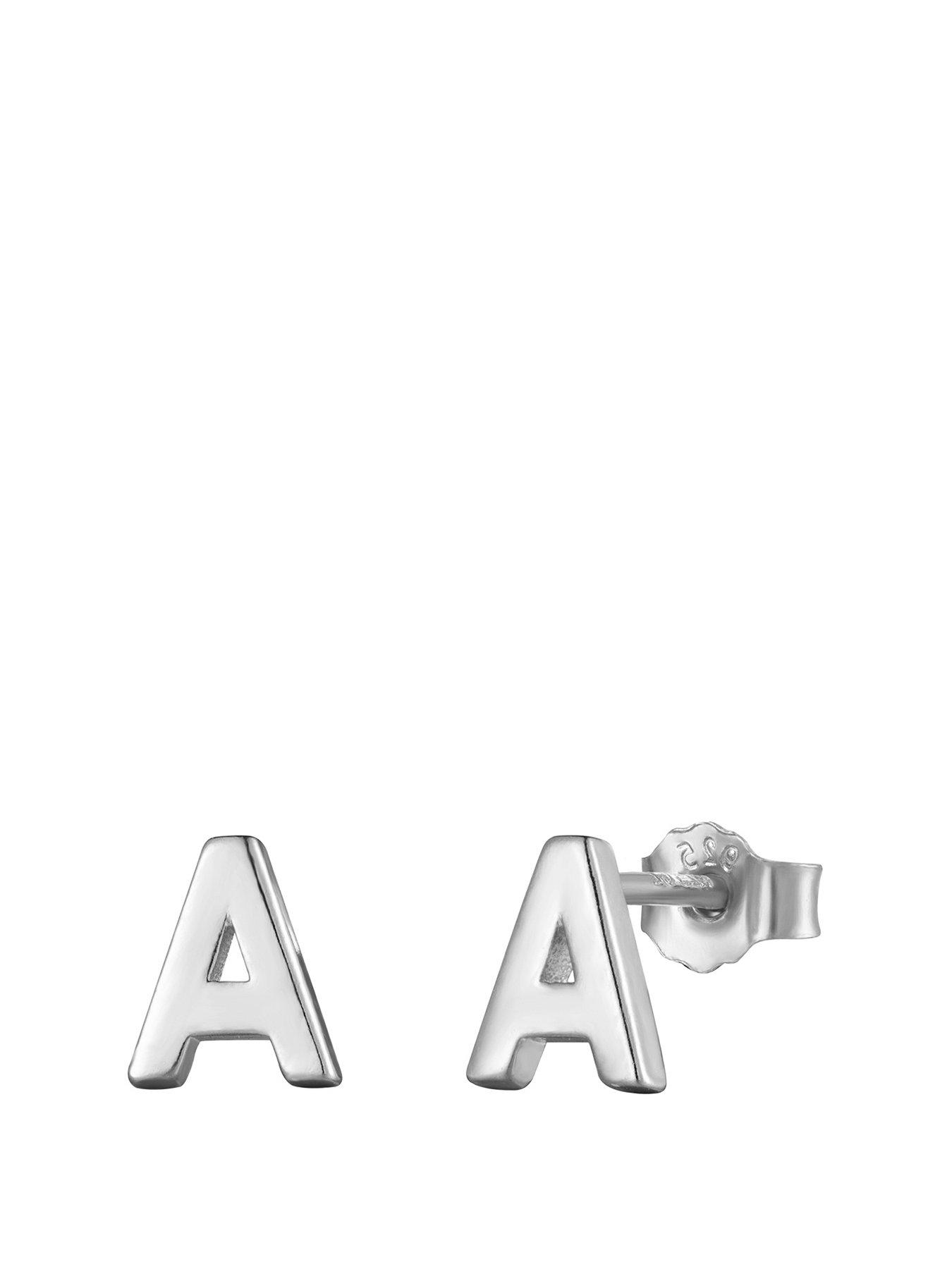 Initial stud earrings on sale silver