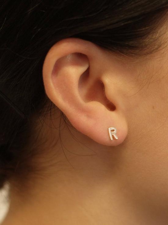 stillFront image of the-love-silver-collection-sterling-silver-alphabet-initial-stud-earrings