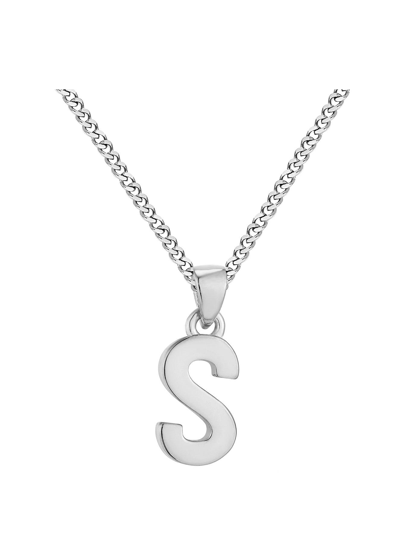 The Love Collection Sterling Silver Alphabet Initial Pendant Adjustable Necklace