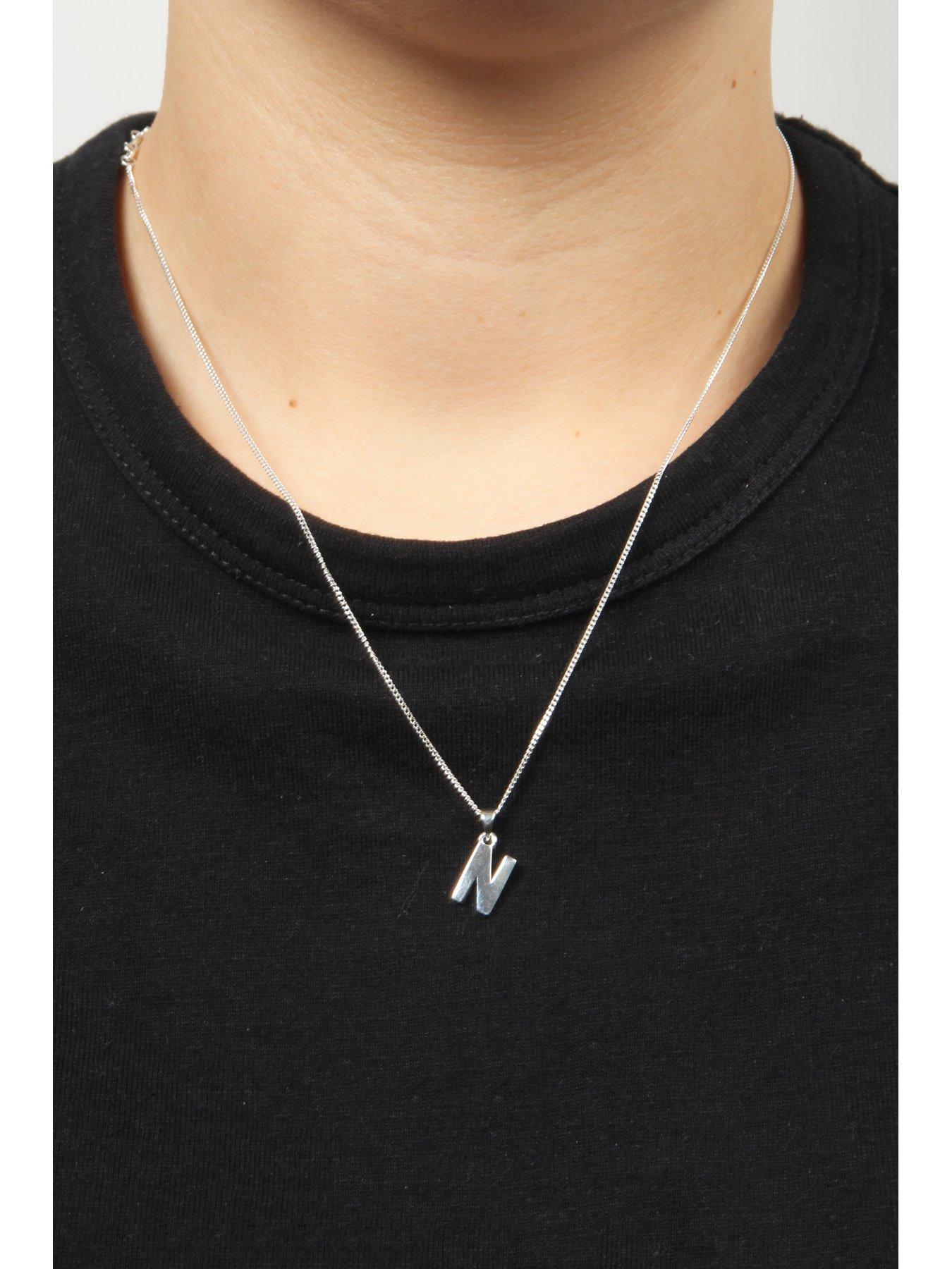 Image 4 of 7 of The Love Collection Sterling Silver Alphabet Initial Pendant Adjustable Necklace