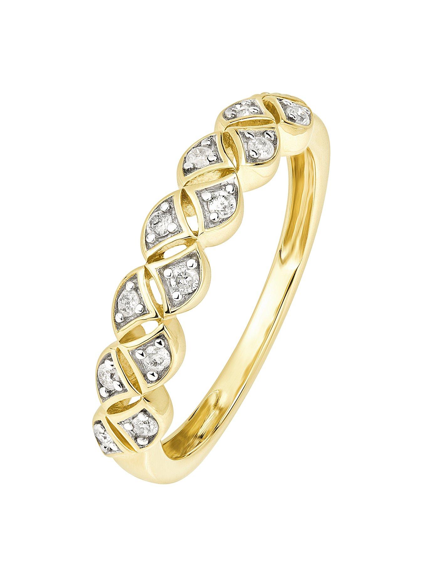 Product photograph of Love Diamond 9ct Yellow Gold 0 17ct Diamond Two Row Eternity Ring from very.co.uk