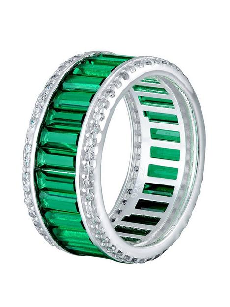 the-love-silver-collection-sterling-silver-green-baguette-cubic-zirconia-dress-ring