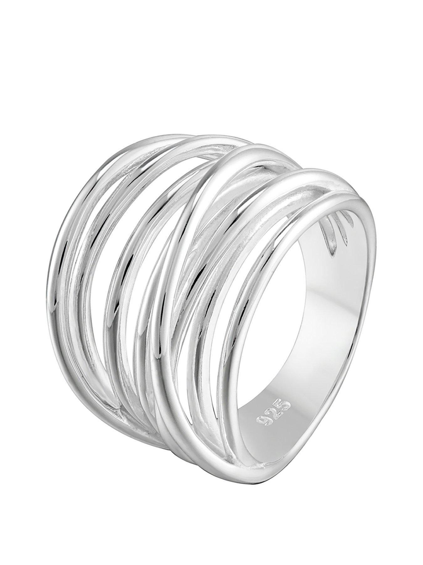 Product photograph of The Love Silver Collection Sterling Silver Twist Cross Over Ring from very.co.uk