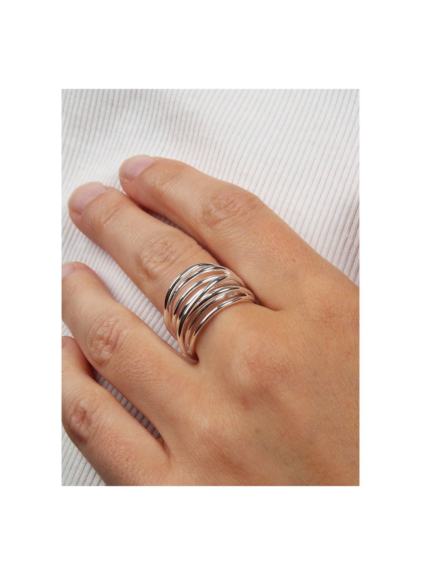 Image 2 of 5 of The Love Collection Sterling Silver Twist Cross Over Ring