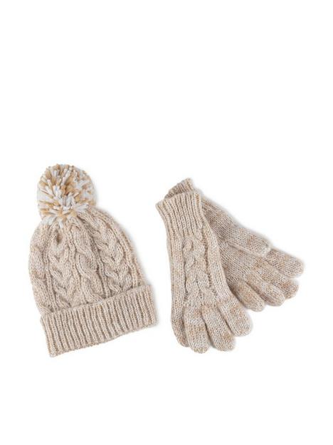 totes-cold-weathernbspcable-hat-and-glove-setnbsp--cream