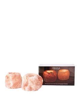 Product photograph of Hestia Set Of 2 Himalayan Rock Salt Tealight Holders from very.co.uk