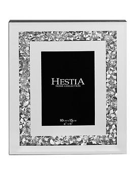 Product photograph of Hestia Mirror Glass With Crystal Edge Photo Frame- 4 X 6 from very.co.uk