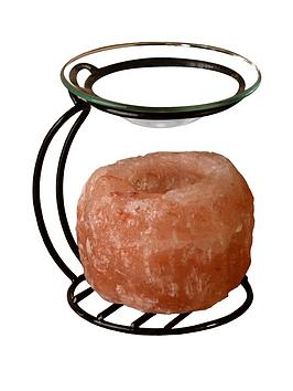 Product photograph of Hestia Global Artisan Rock Salt Oil Burner On Metal Stand from very.co.uk