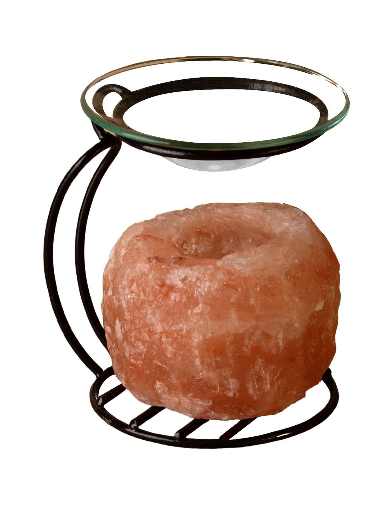 Hestia Global Artisan Rock Salt Oil Burner on Metal Stand