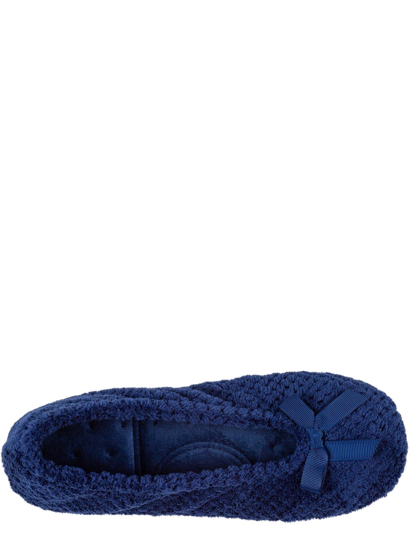 Image 3 of 4 of TOTES Isotoner Popcorn Ballet Slipper With Bow - Navy
