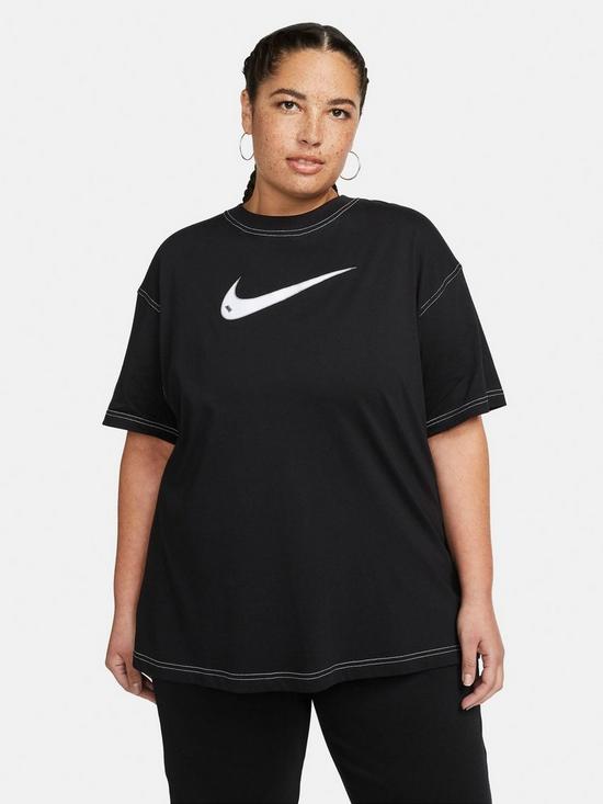Nike Swoosh Short Sleeve Tee (Curve) - Black | very.co.uk