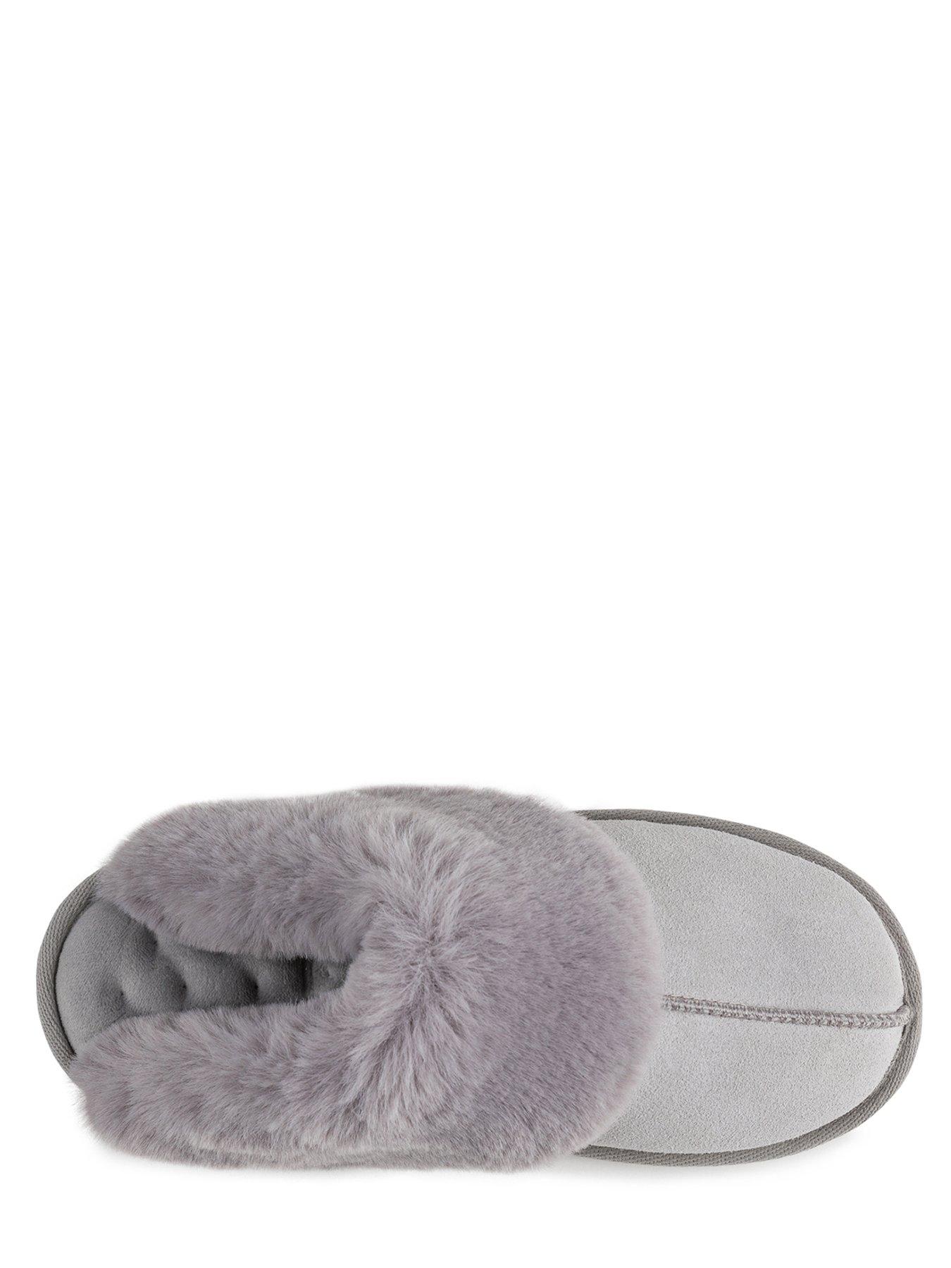 TOTES Isotoner Real Suede Mule Slipper Grey very