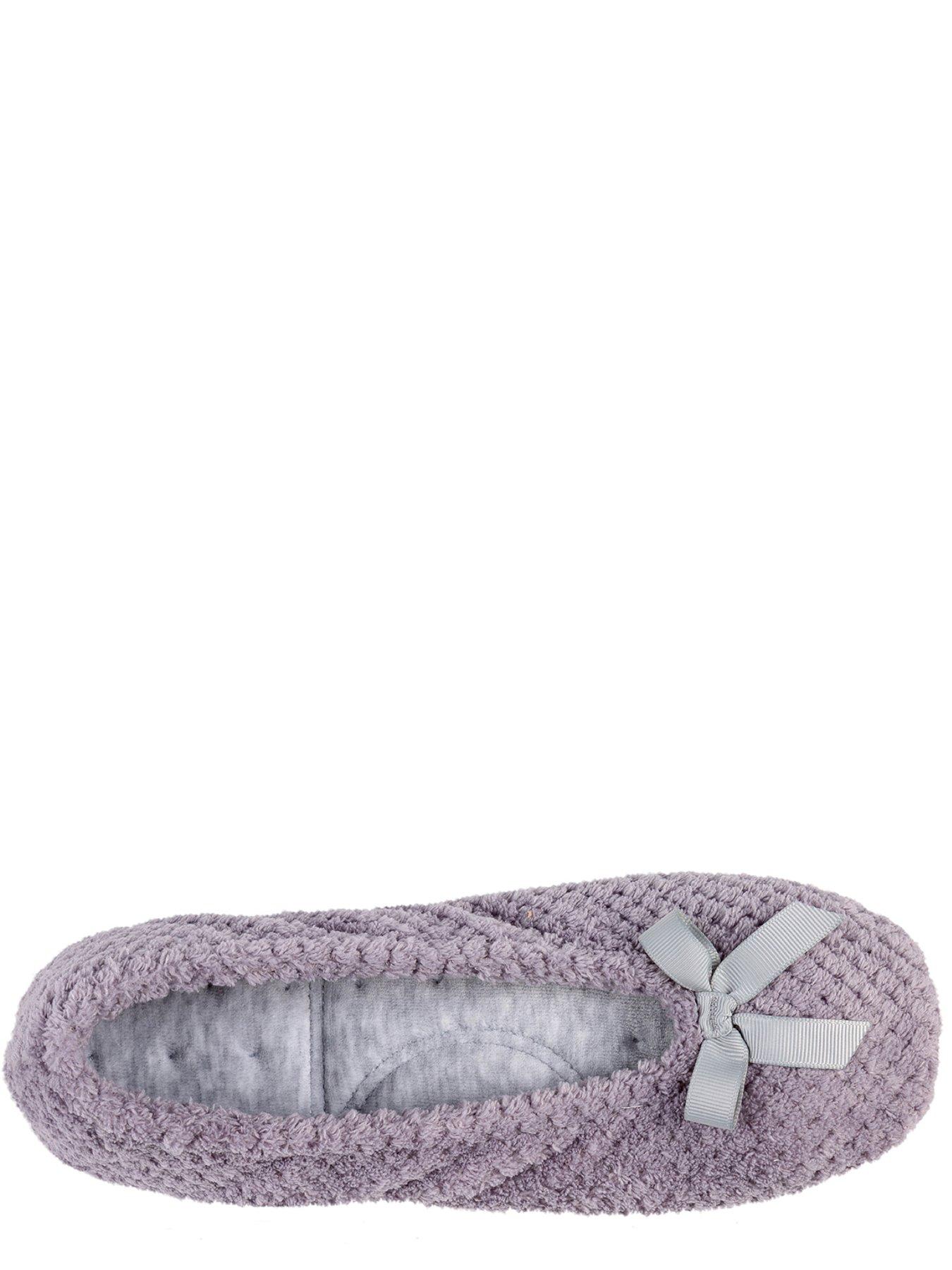 TOTES Isotoner Popcorn Ballet Slipper With Bow Grey Very