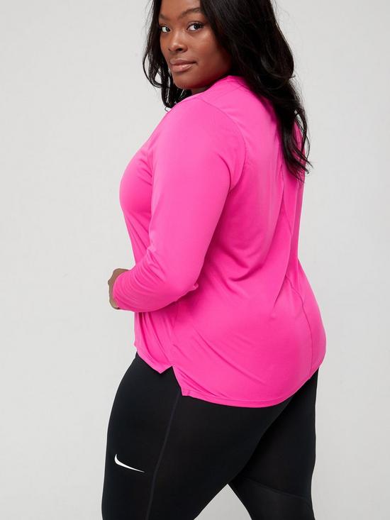 stillFront image of nike-the-one-dri-fit-long-sleevenbsptop-curve-bright-pink