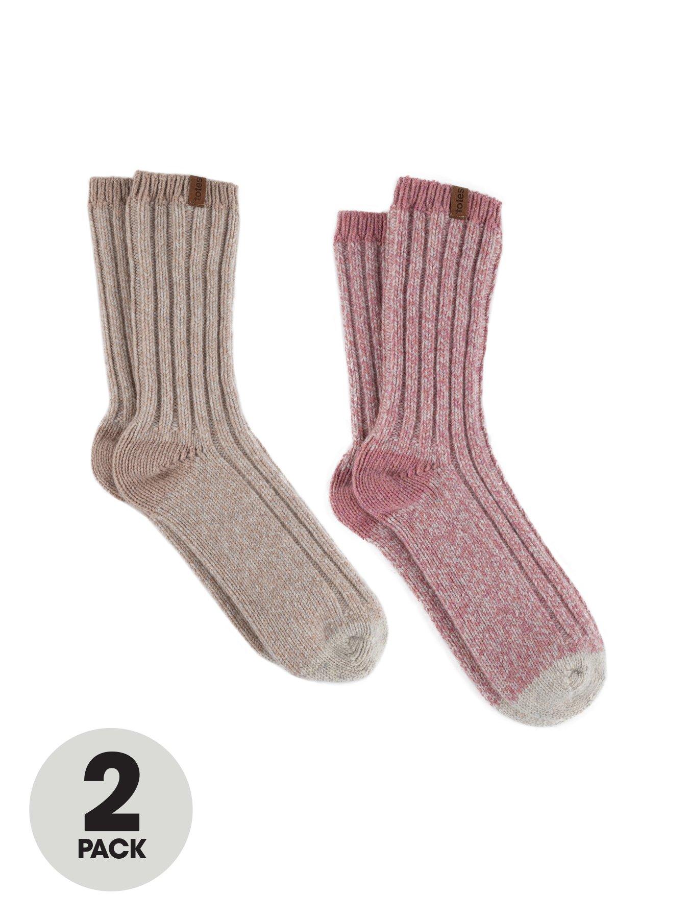 Women Chunky Twist Wool Boot Socks (2 Pack) - Multi