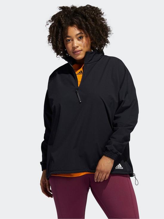 front image of adidas-training-coldrdy-half-zip-top-plus-size