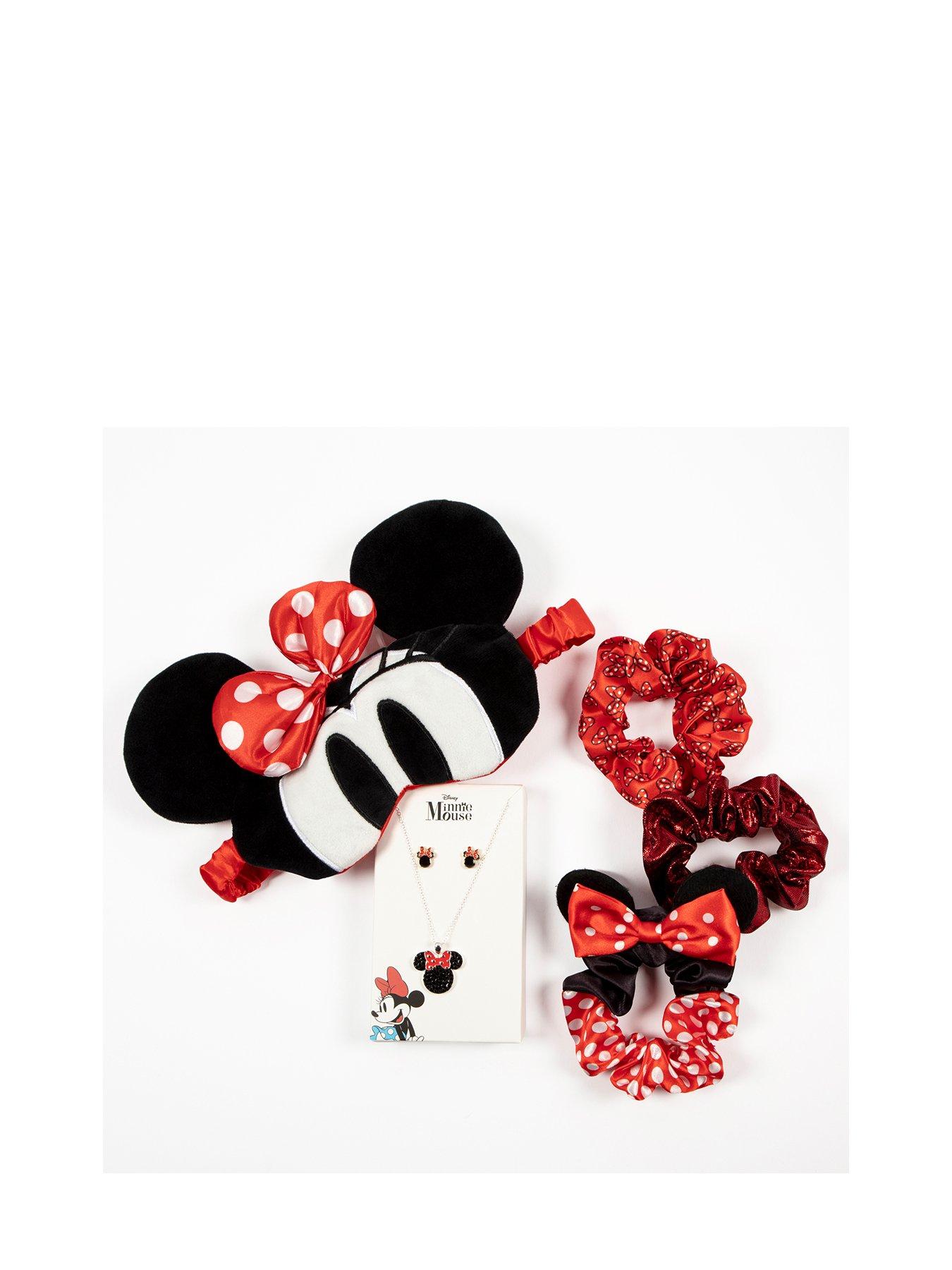 Kids Minnie Mouse Gift Girls Earrings, Necklace, Eye Mask and Trio Scrunchie Set