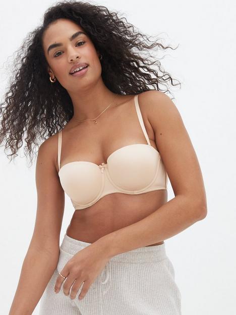 new-look-tan-bow-front-strapless-bra