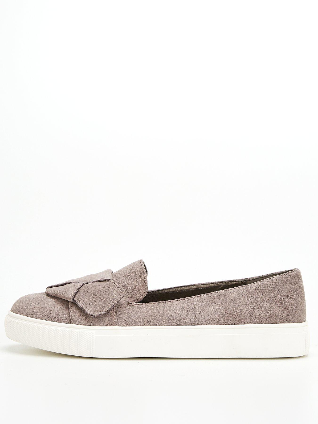Trainers Apple Bow Trim Slip On Trainer - Grey